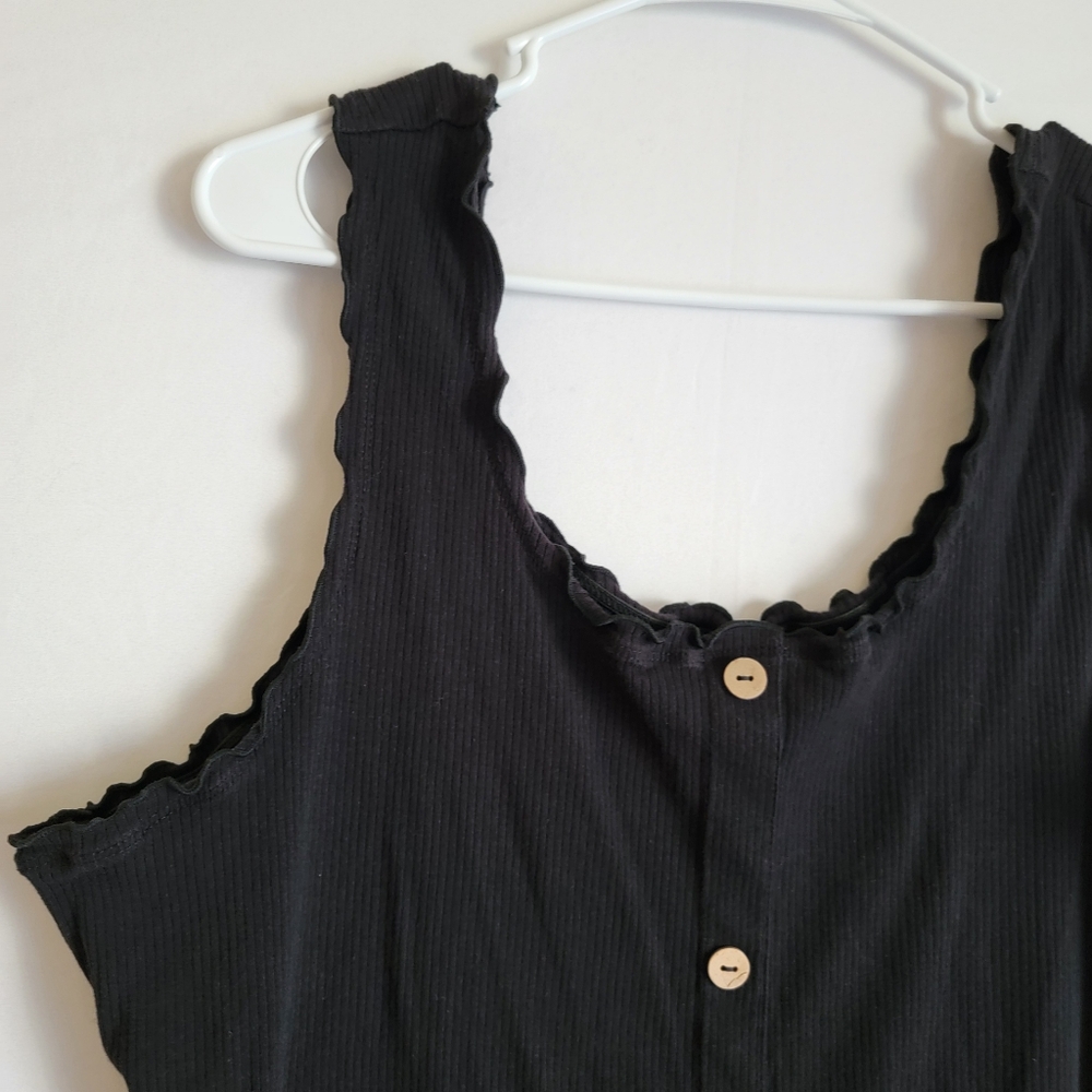 Little Black Dress Ribbed Bodycon Faux Button Down - Picture 5 of 9